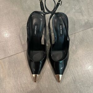 Nine West Black Heels with Gold Tips